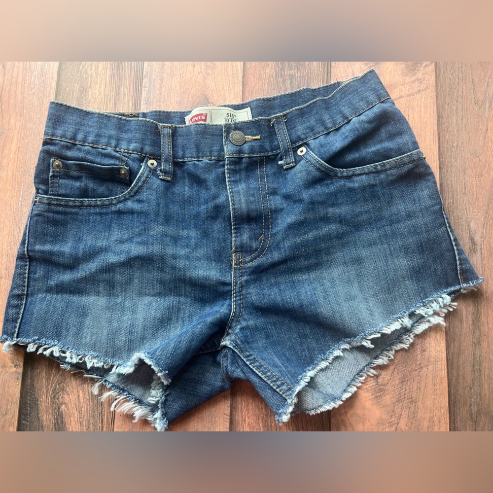 Levi's 511 Blue Jean Shorts with Distressed Hem Women's 28‎